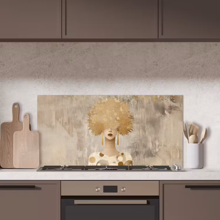 Goud - Portret - Vrouw keuken achterwand spatscherm middel -sfeer2