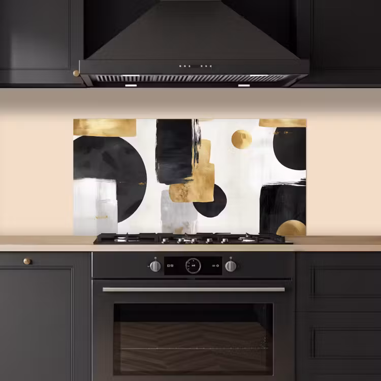 Goud - Rechthoeken - Cirkels - Abstract keuken achterwand spatscherm middel -sfeer1