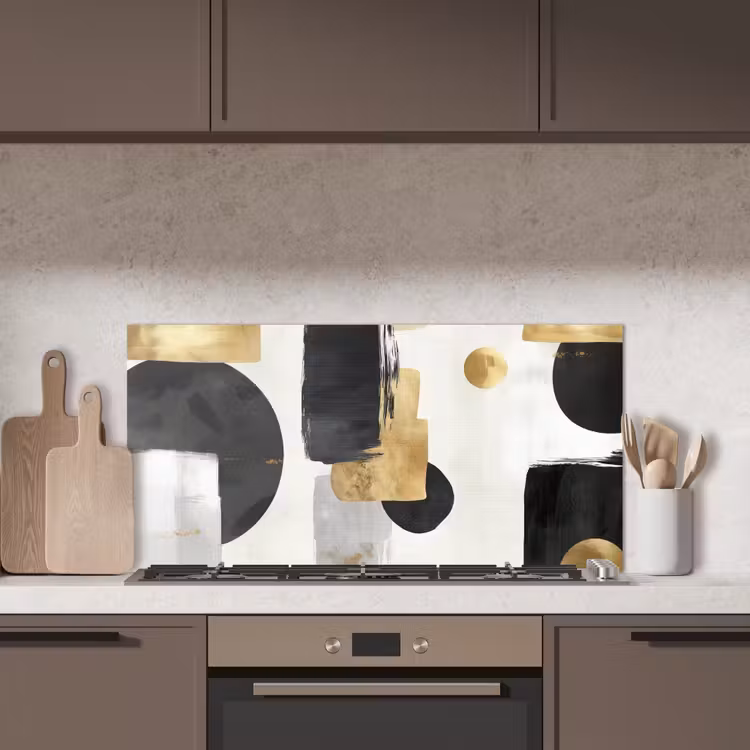 Goud - Rechthoeken - Cirkels - Abstract keuken achterwand spatscherm middel -sfeer2