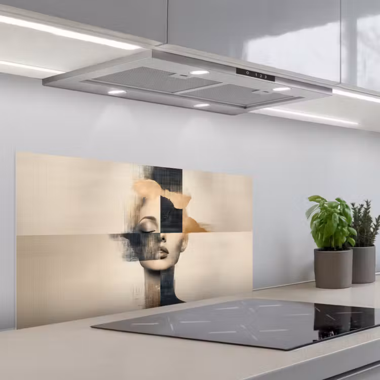 Goud - Vrouw - Rechthoeken keuken achterwand spatscherm middel -3d_schuin