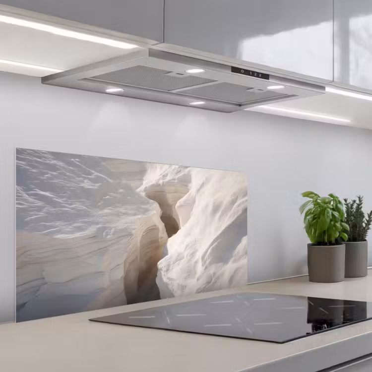 Kloof - Wit - Sneeuw keuken achterwand spatscherm middel -3d_schuin