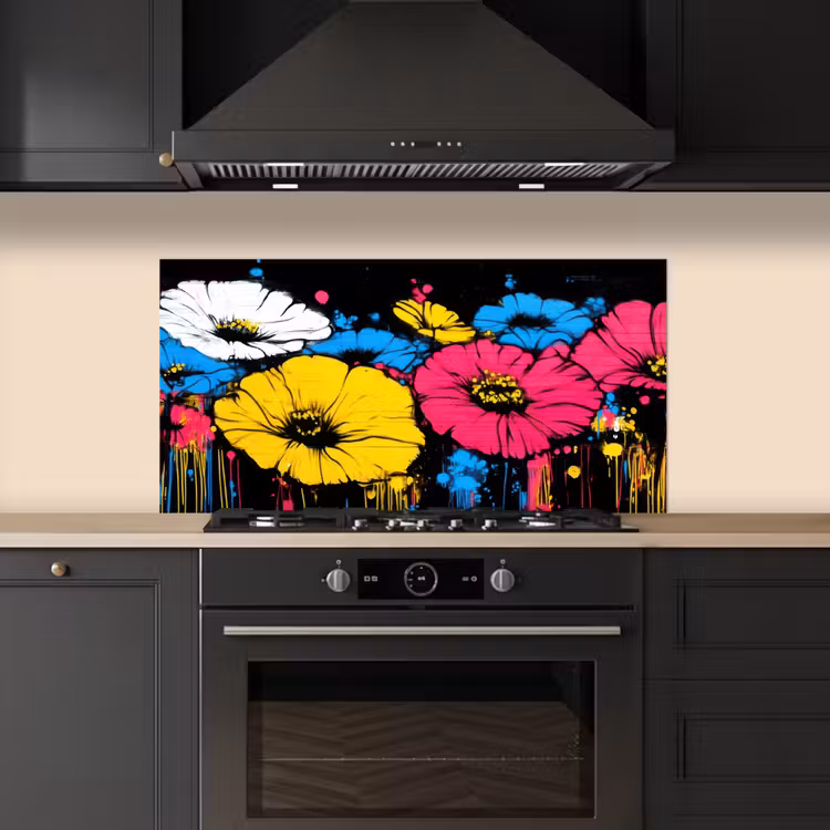 Graffiti - Bloemen - Kleur keuken achterwand spatscherm middel -sfeer1