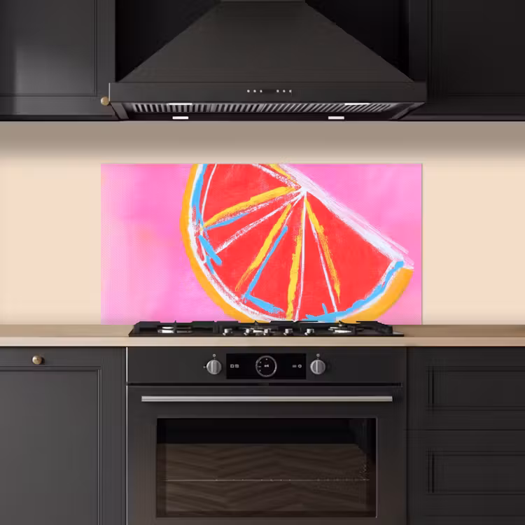 Grapefruit - Geschilderd - Roze - Strepen keuken achterwand spatscherm middel -sfeer1