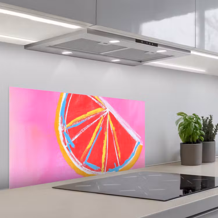 Grapefruit - Geschilderd - Roze - Strepen keuken achterwand spatscherm middel -3d_schuin