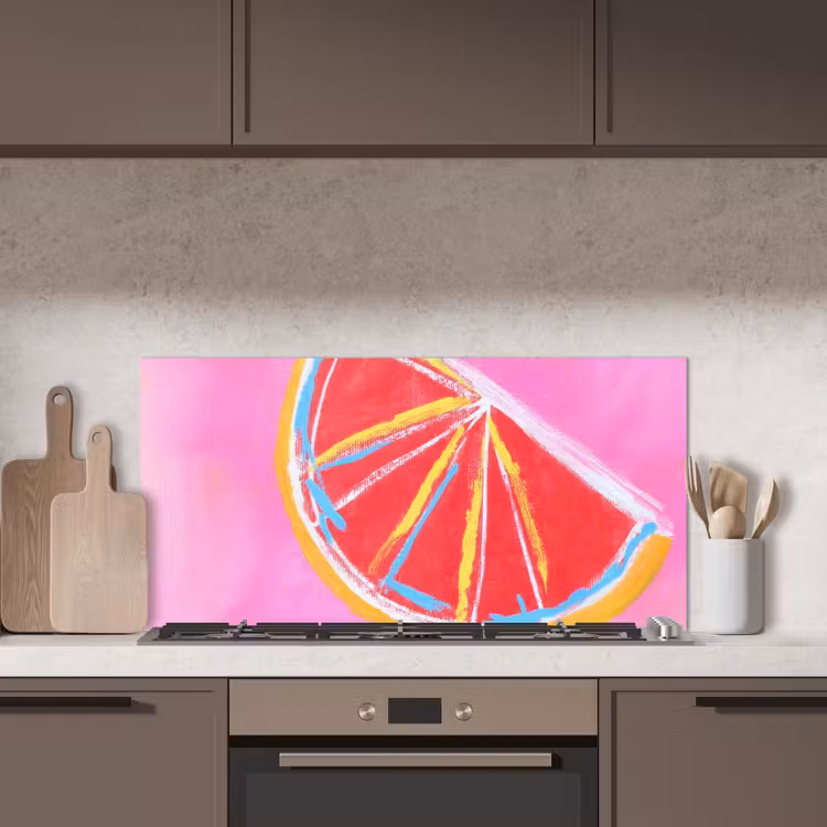 Grapefruit - Geschilderd - Roze - Strepen keuken achterwand spatscherm middel -sfeer2