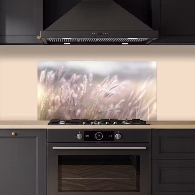 Graspluimen - Wind - Beige - Mistig keuken achterwand spatscherm middel -sfeer1