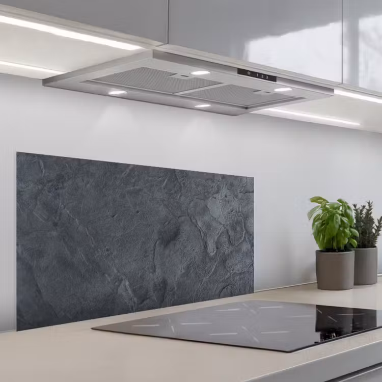 Grijs - Beton - Leisteen - Structuur - Retro keuken achterwand spatscherm middel -3d_schuin