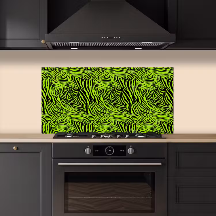 Groen - Zwart - Zebra keuken achterwand spatscherm middel 899 -sfeer1