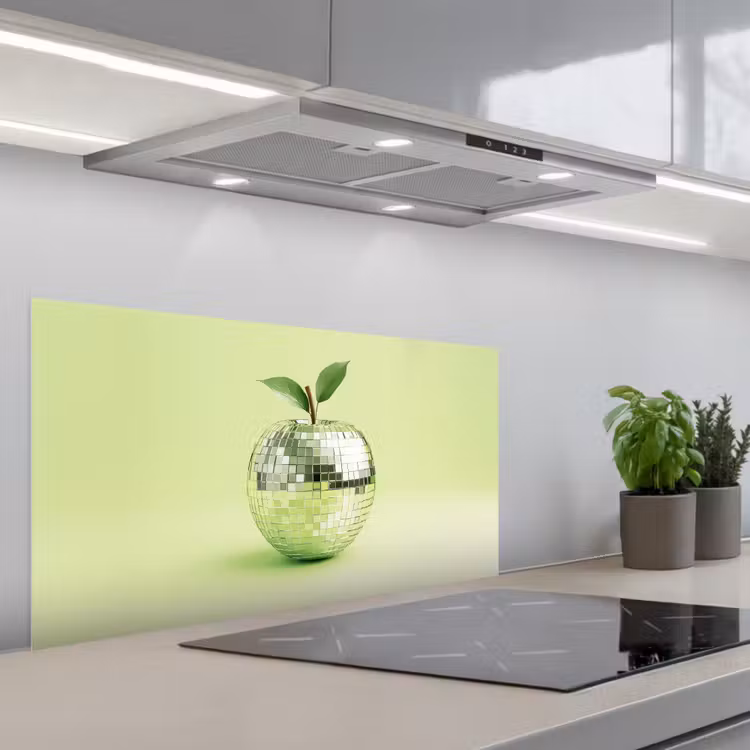 Groen - Disco - Decoratie - Appel keuken achterwand spatscherm middel -3d_schuin