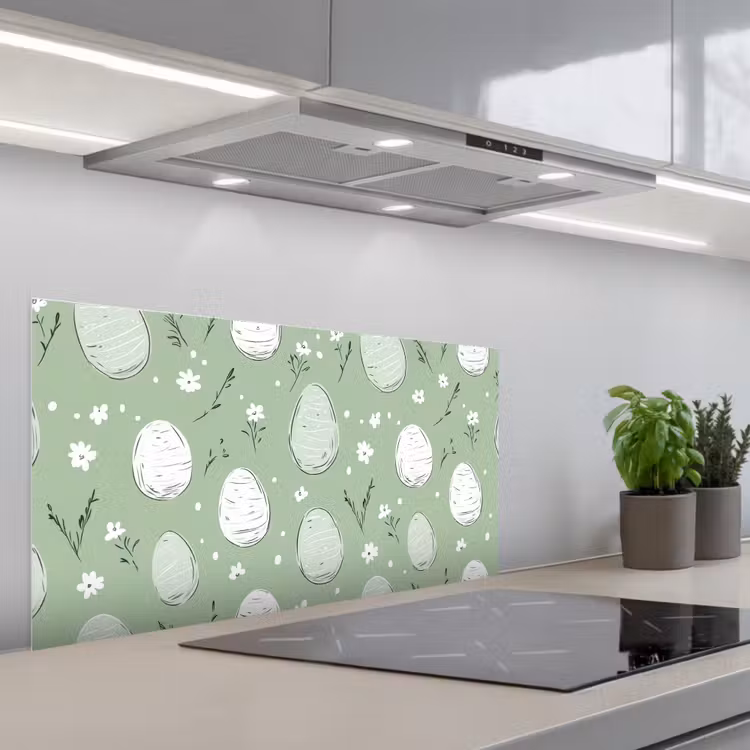 Groen - Eieren - Patroon keuken achterwand spatscherm middel -3d_schuin