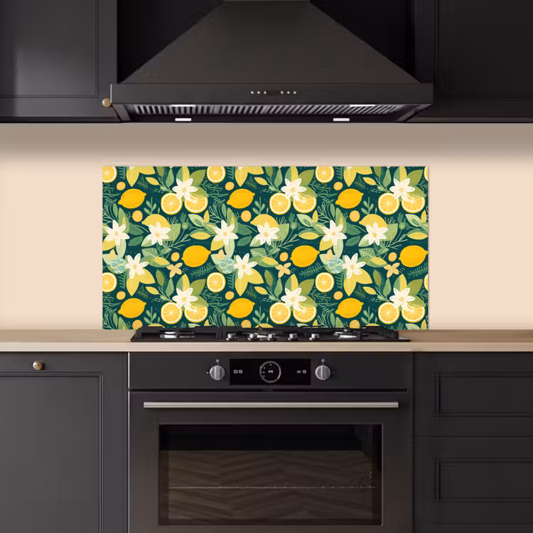 Groen - Bloemen - Citroenpartjes keuken achterwand spatscherm middel 899 -sfeer1