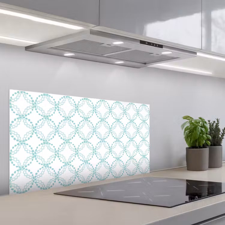 Groen - Patroon - Vormen keuken achterwand spatscherm middel 899 -3d_schuin