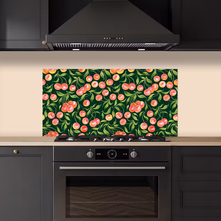 Groen - Rood - Kersen - Bladeren keuken achterwand spatscherm middel 899 -sfeer1