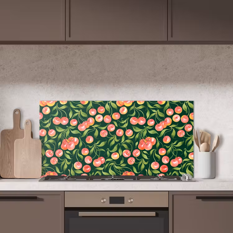 Groen - Rood - Kersen - Bladeren keuken achterwand spatscherm middel 899 -sfeer2