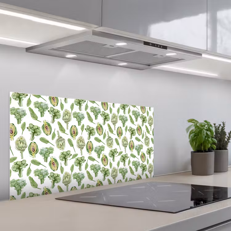 Groene - Groente - Broccoli - Artisjokken keuken achterwand spatscherm middel 899 -3d_schuin