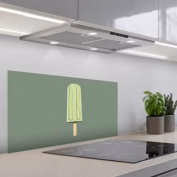 Groen - Waterijsje - Stokje - Illustratie keuken achterwand spatscherm middel -3d_schuin