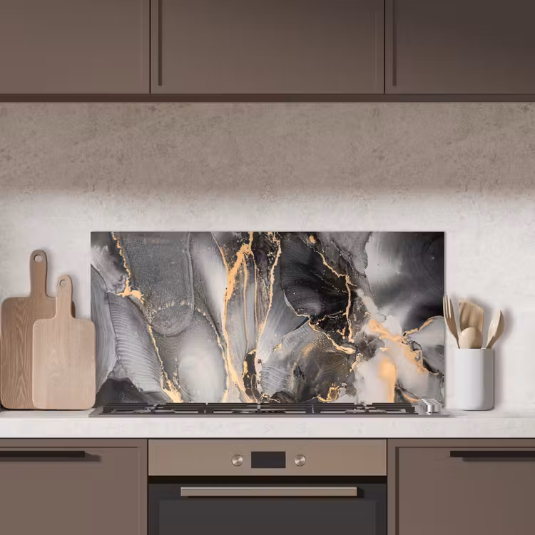Grijs - Luxe - Goud - Marmer keuken achterwand spatscherm middel -sfeer2