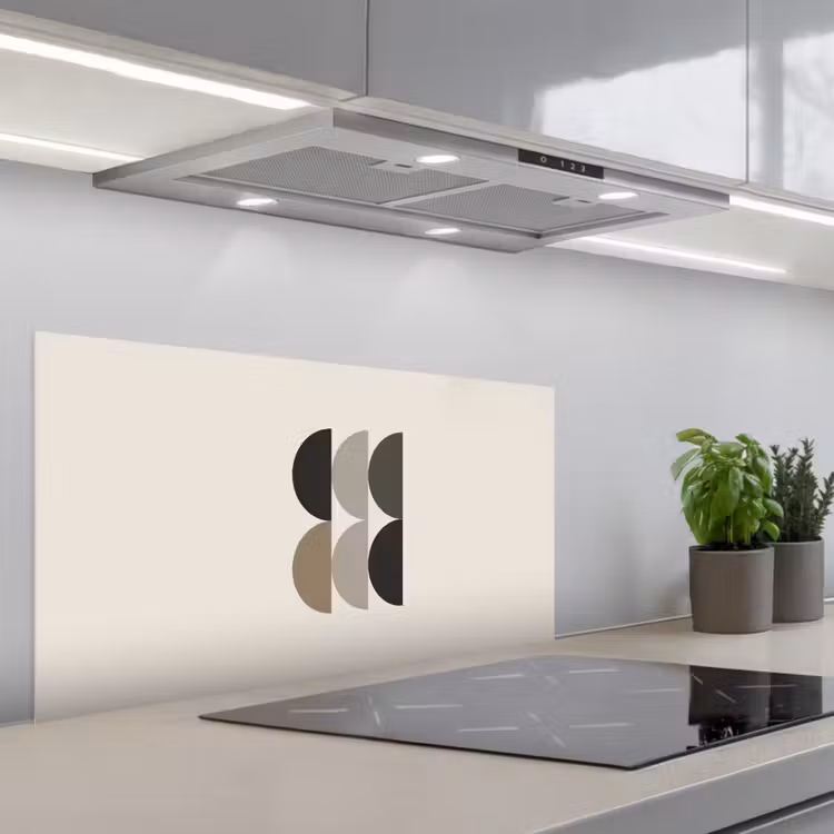 Halve cirkels - Aardetinten - Grafisch keuken achterwand spatscherm middel -3d_schuin