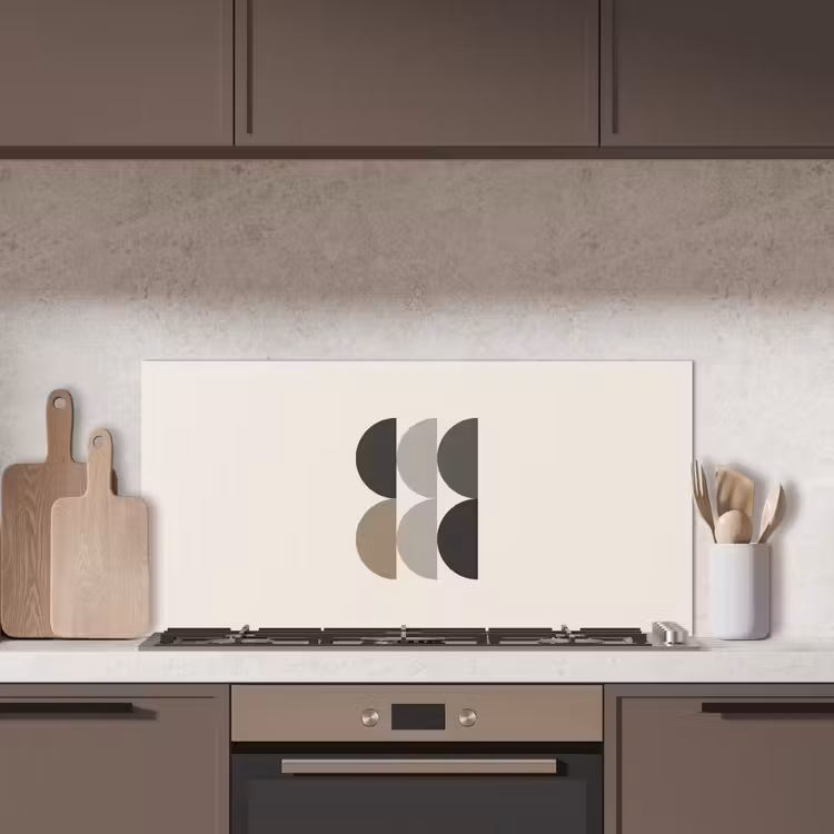 Halve cirkels - Aardetinten - Grafisch keuken achterwand spatscherm middel -sfeer2