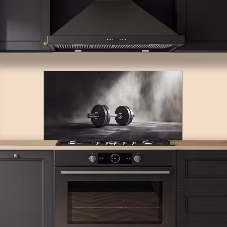 Halter - Gewichten - Zwart keuken achterwand spatscherm middel -sfeer1