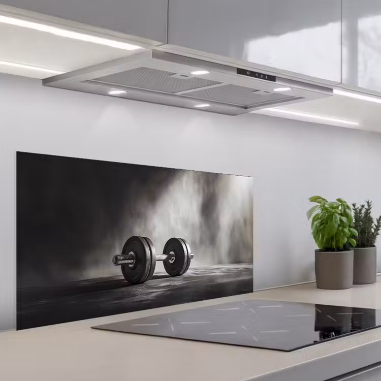 Halter - Gewichten - Zwart keuken achterwand spatscherm middel -3d_schuin