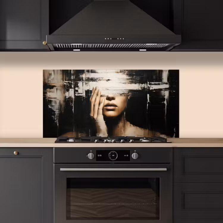Hand - Gezicht - Strepen - Abstract keuken achterwand spatscherm middel -sfeer1