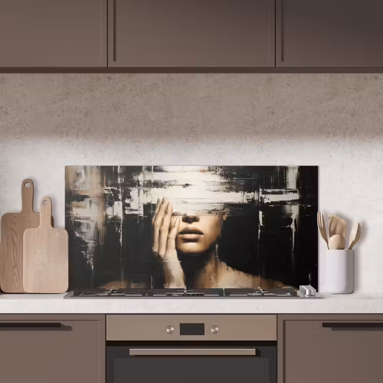 Hand - Gezicht - Strepen - Abstract keuken achterwand spatscherm middel -sfeer2