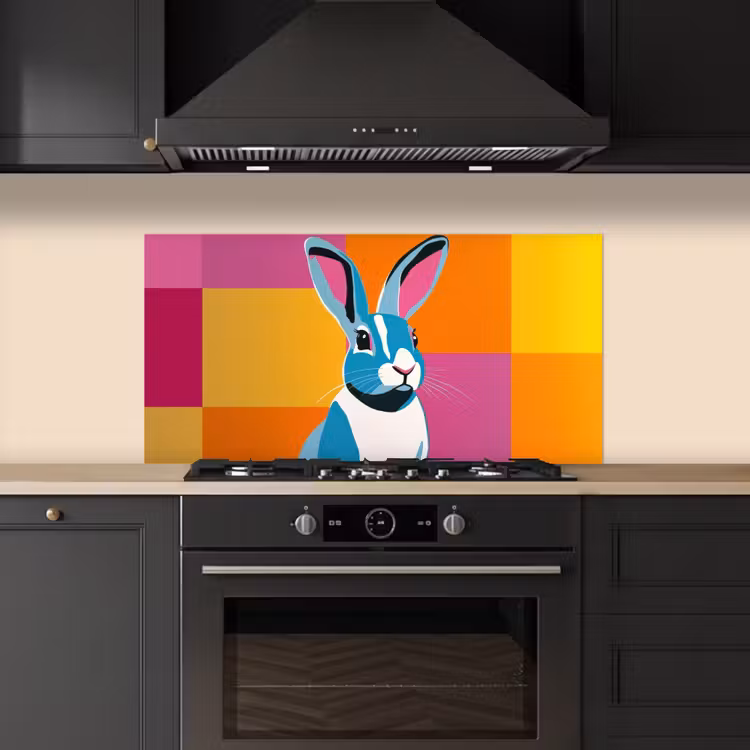Haas - Kleurvakken - Oren - Roze keuken achterwand spatscherm middel -sfeer1