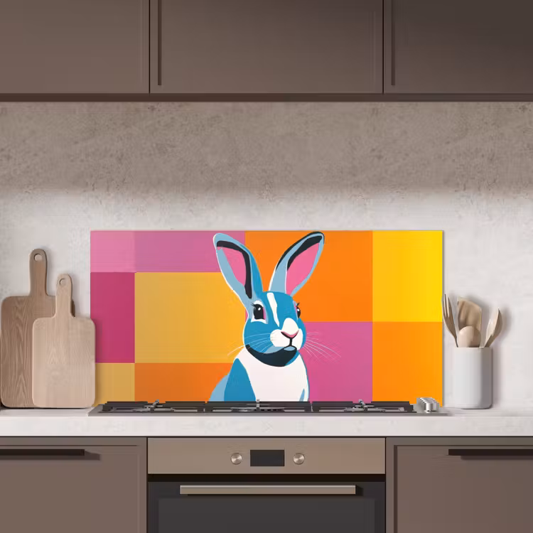 Haas - Kleurvakken - Oren - Roze keuken achterwand spatscherm middel -sfeer2