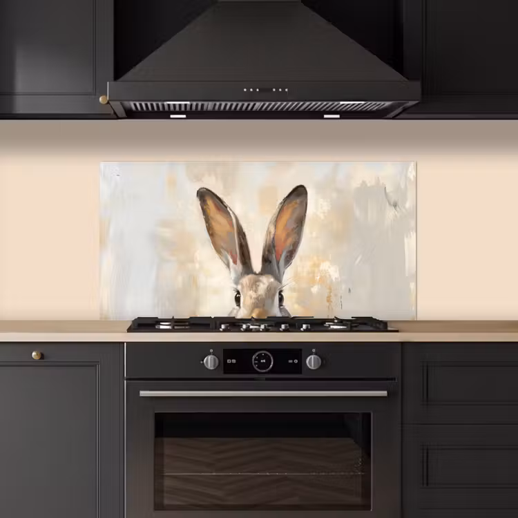 Haas - Oren - Bruin keuken achterwand spatscherm middel -sfeer1