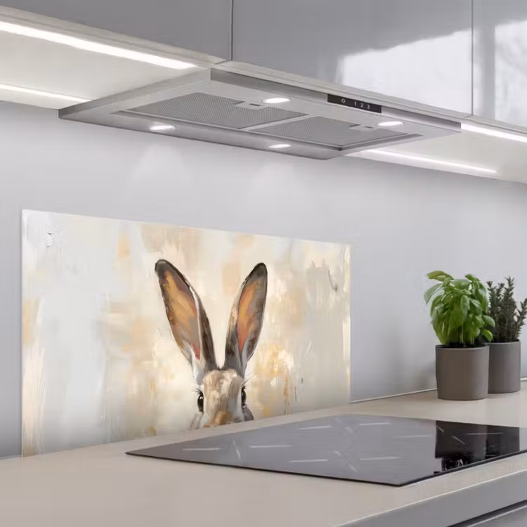 Haas - Oren - Bruin keuken achterwand spatscherm middel -3d_schuin