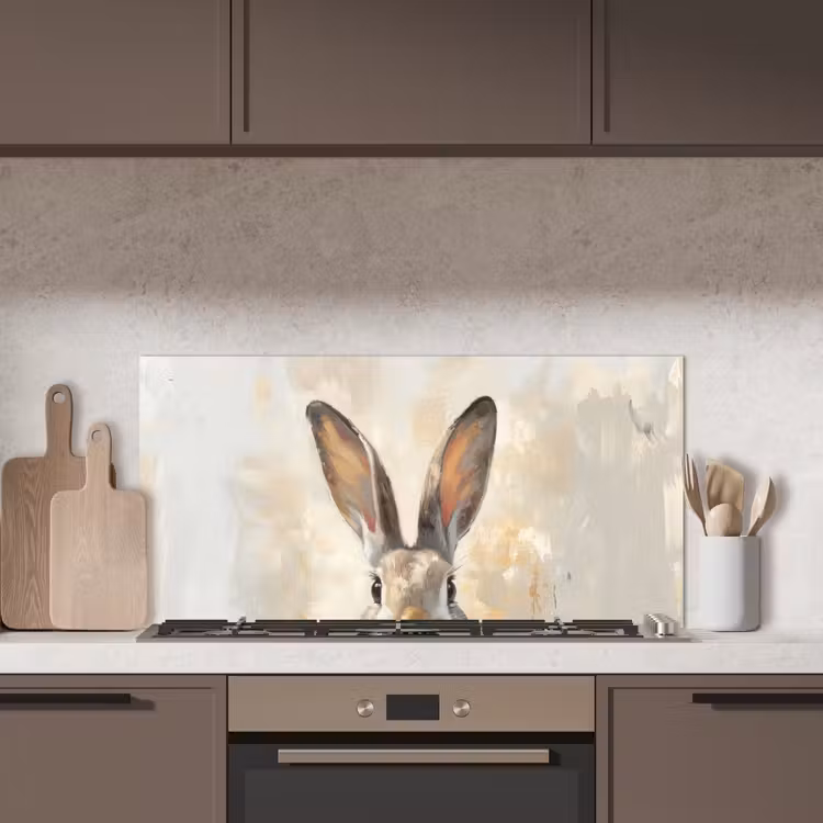 Haas - Oren - Bruin keuken achterwand spatscherm middel -sfeer2