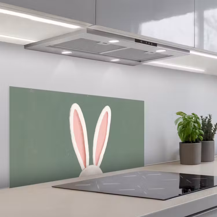 Hazen - Oren - Roze keuken achterwand spatscherm middel -3d_schuin