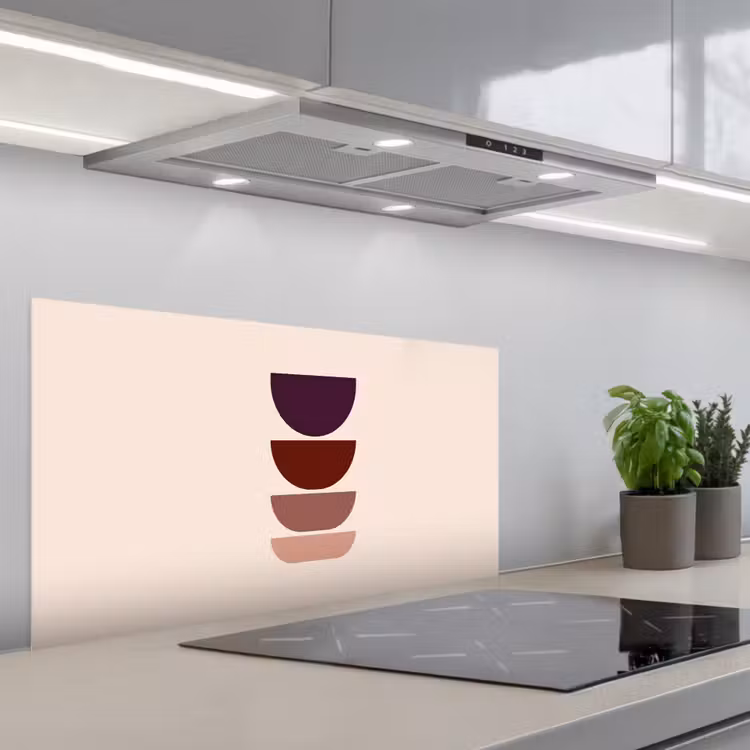 Harmonieus - Symmetrisch - Rood keuken achterwand spatscherm middel -3d_schuin