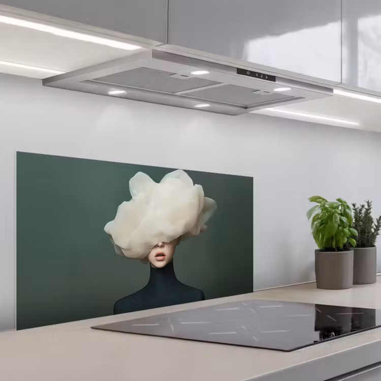 Hoed - Vrouw - Beige keuken achterwand spatscherm middel -3d_schuin