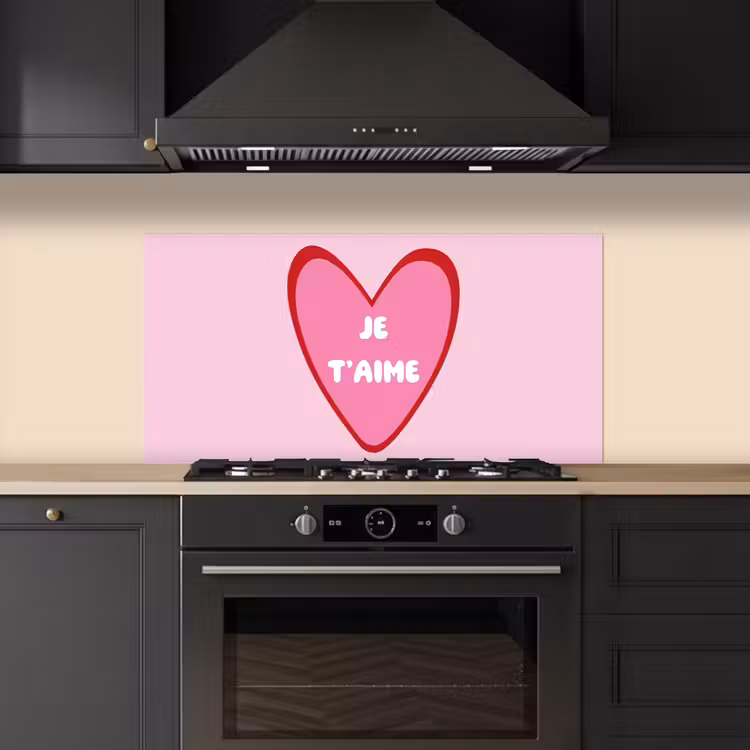 Hart - Frans - Valentijn - Roze keuken achterwand spatscherm middel -sfeer1