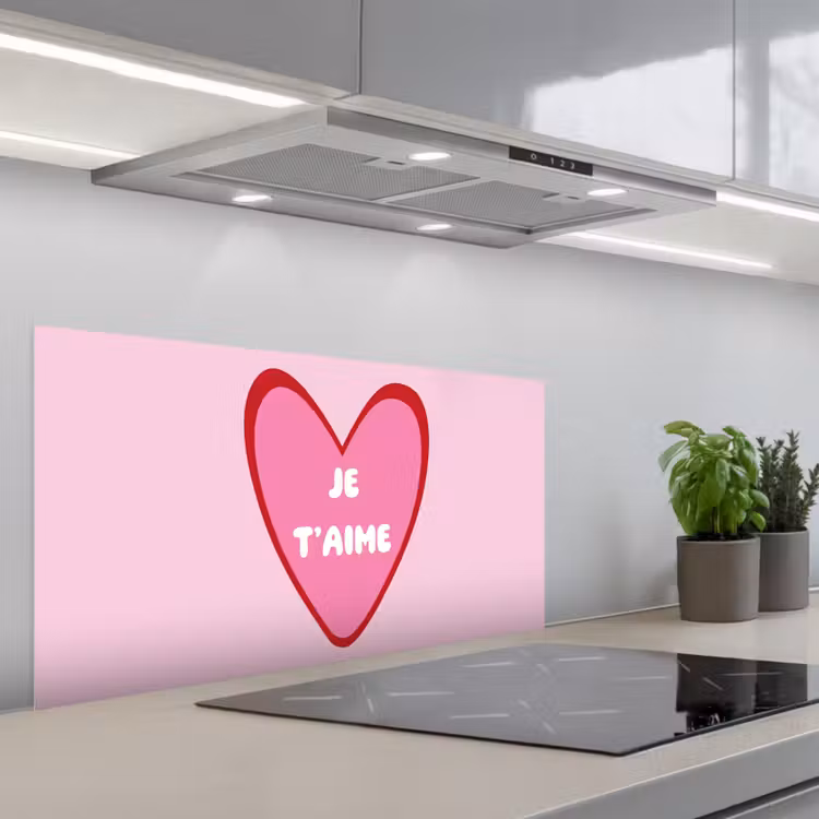 Hart - Frans - Valentijn - Roze keuken achterwand spatscherm middel -3d_schuin