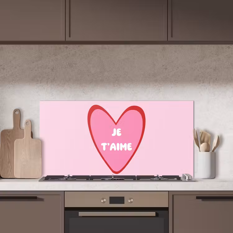 Hart - Frans - Valentijn - Roze keuken achterwand spatscherm middel -sfeer2