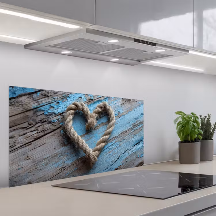 Hart - Touw - Hout - Rustiek keuken achterwand spatscherm middel -3d_schuin