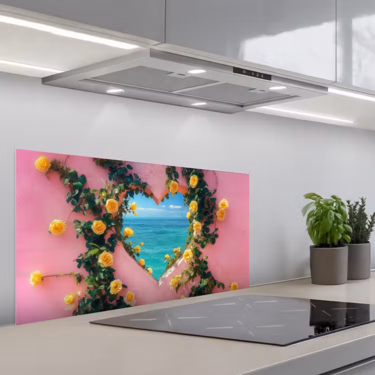 Hart - Zee - Muur keuken achterwand spatscherm middel -3d_schuin