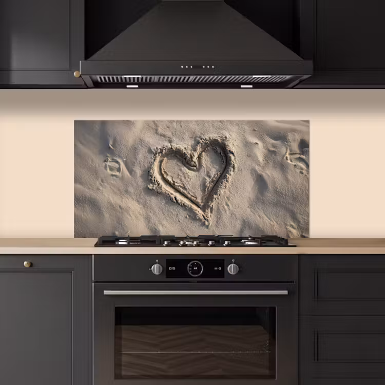 Hartvorm - Getekend - Beige - Zand keuken achterwand spatscherm middel -sfeer1