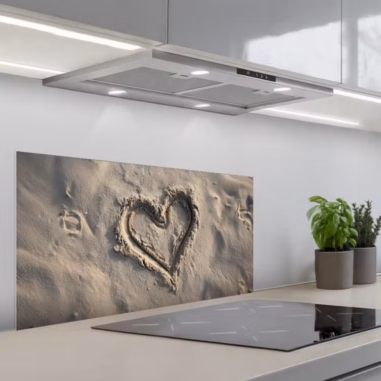 Hartvorm - Getekend - Beige - Zand keuken achterwand spatscherm middel -3d_schuin