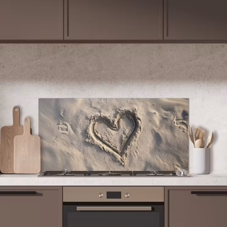 Hartvorm - Getekend - Beige - Zand keuken achterwand spatscherm middel -sfeer2