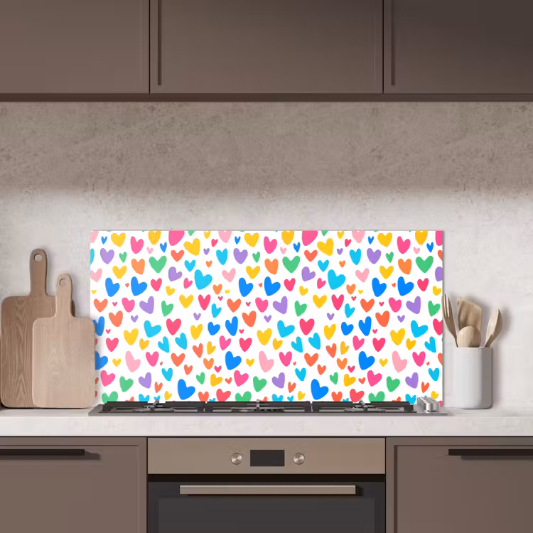 Hartjes - Kleurrijk - Patroon - Levendig keuken achterwand spatscherm middel -sfeer2