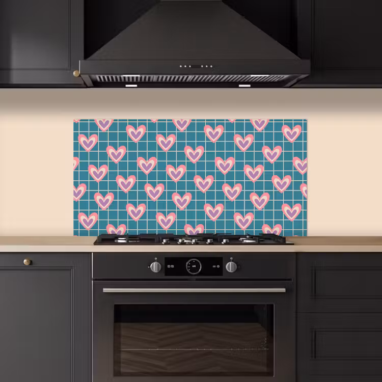 Hartjes - Raster - Patroon - Blauw keuken achterwand spatscherm middel 899 -sfeer1