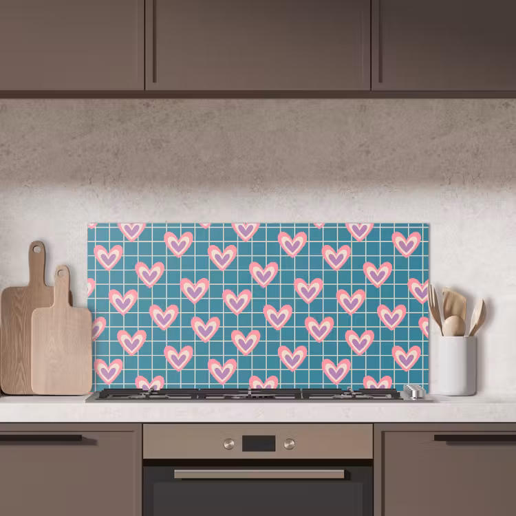 Hartjes - Raster - Patroon - Blauw keuken achterwand spatscherm middel 899 -sfeer2