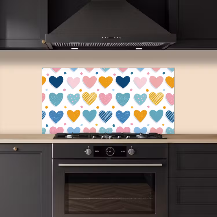 Hartjes - Pastel - Patroon keuken achterwand spatscherm middel -sfeer1