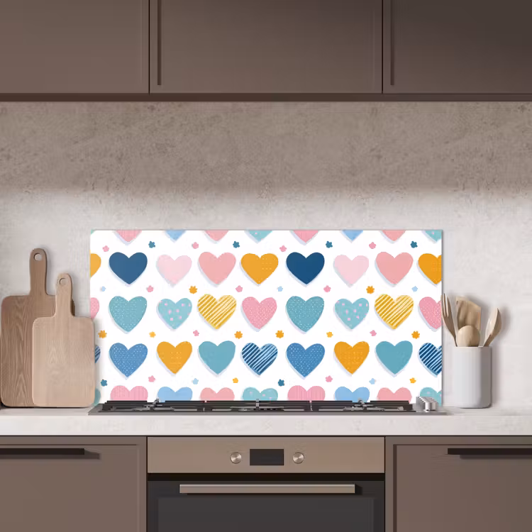 Hartjes - Pastel - Patroon keuken achterwand spatscherm middel -sfeer2