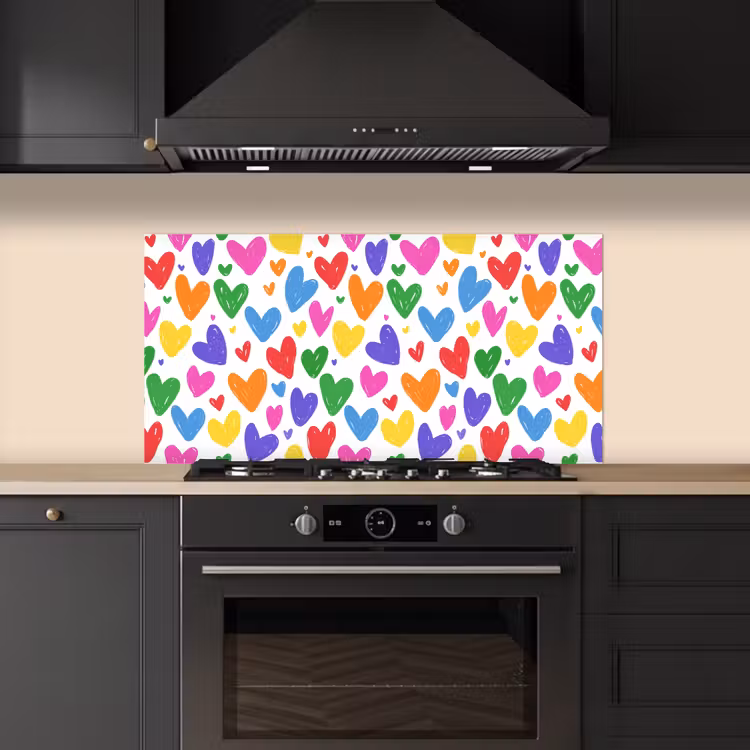 Hartjes - Patroon - Kleurrijk keuken achterwand spatscherm middel -sfeer1