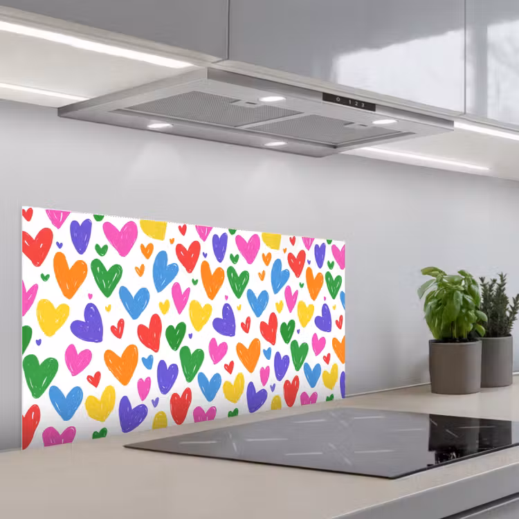 Hartjes - Patroon - Kleurrijk keuken achterwand spatscherm middel -3d_schuin